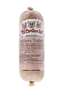 Butifarra Trufada - 1 pieza de 300 gr. envasada en atmósfera protectora.
<br> Butifarra Trufada - 1 pieza de 300 gr. envasada en atmósfera protectora.
<br>